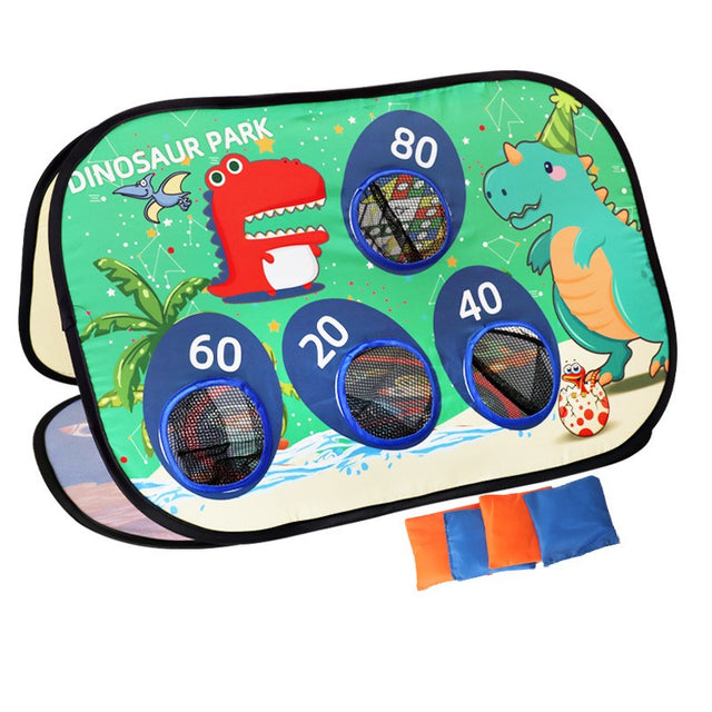 Joc pentru Copii, Vivimall, Aruncarea Sacilor cu Nisip, Sageti, 8 Mingi, 4 Saci, Geanta Portabila, Interactiv, Model Dinozauri, 77.5x44.5x42 cm, Multicolor - vivimall.ro