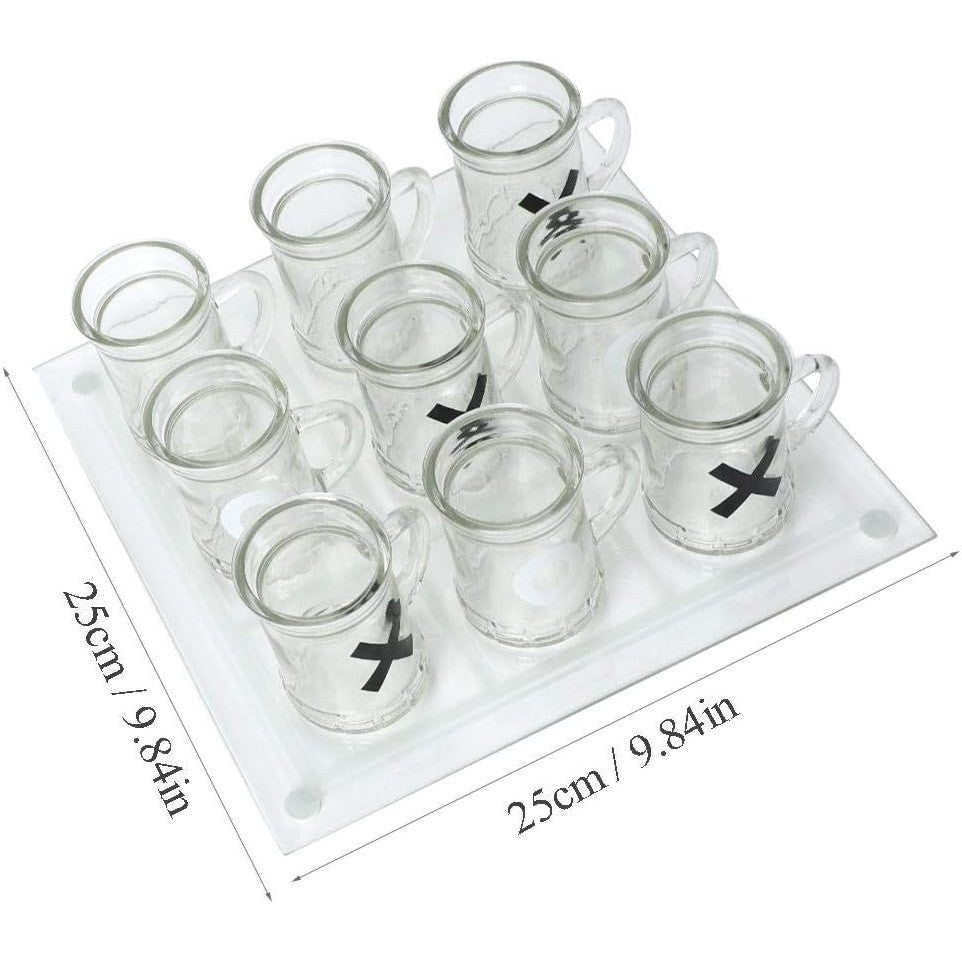 Joc X si O Vivimall, cu Mini Halbe din Sticla, 25 x 25 cm, pentru Petreceri, Decor, Cadouri, Transparent - vivimall.ro