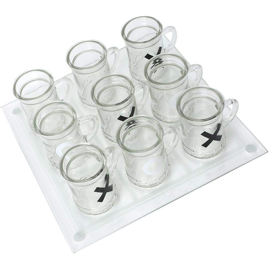 X és O játék mini üvegbögrékkel, partikra, dekorációra, ajándékokra