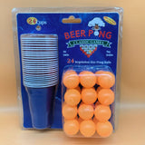 Joc de Baut BEER PONG, Flippy, Set din 24 Mingi de Tenis si 24 Pahare Reutilizabile, Joc Interactiv pentu Adulti, Albastru Portocaliu - vivimall.ro