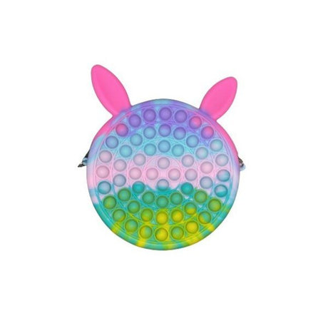 Jucarie antistres din silicon Flippy, Geanta Pop It, 16 cm, Iepuras, Macarons - vivimall.ro