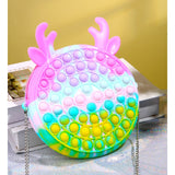 Jucarie antistres din silicon Flippy, Geanta Pop It, 16 cm, Ren, Macarons - vivimall.ro