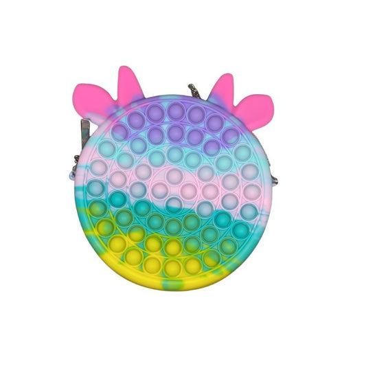 Jucarie antistres din silicon Vivimall, Geanta Pop It, 16 cm, Vacuta, Macarons - vivimall.ro