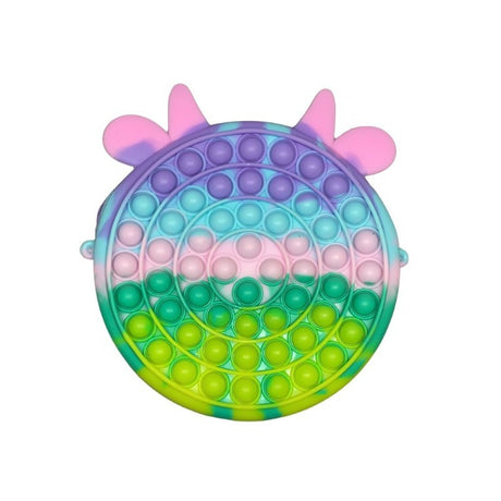Stresszoldó Szilikon Játék Pop It Táska, 18 Cm, Tehén, Macaronok