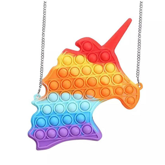 Jucarie antistres din silicon, Vivimall, Geanta Pop It, Unicorn, Multicolor - vivimall.ro