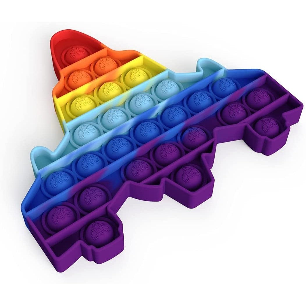 Jucarie antistres din silicon, Vivimall, Pop It Now and Flip It, Avion, Multicolor - vivimall.ro