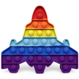 Jucarie antistres din silicon, Vivimall, Pop It Now and Flip It, Avion, Multicolor - vivimall.ro