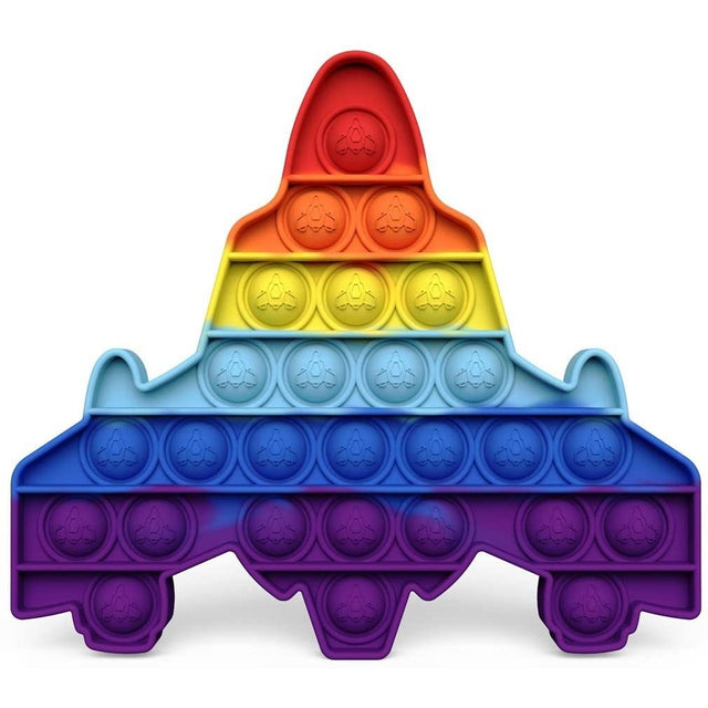 Jucarie antistres din silicon, Vivimall, Pop It Now and Flip It, Avion, Multicolor - vivimall.ro