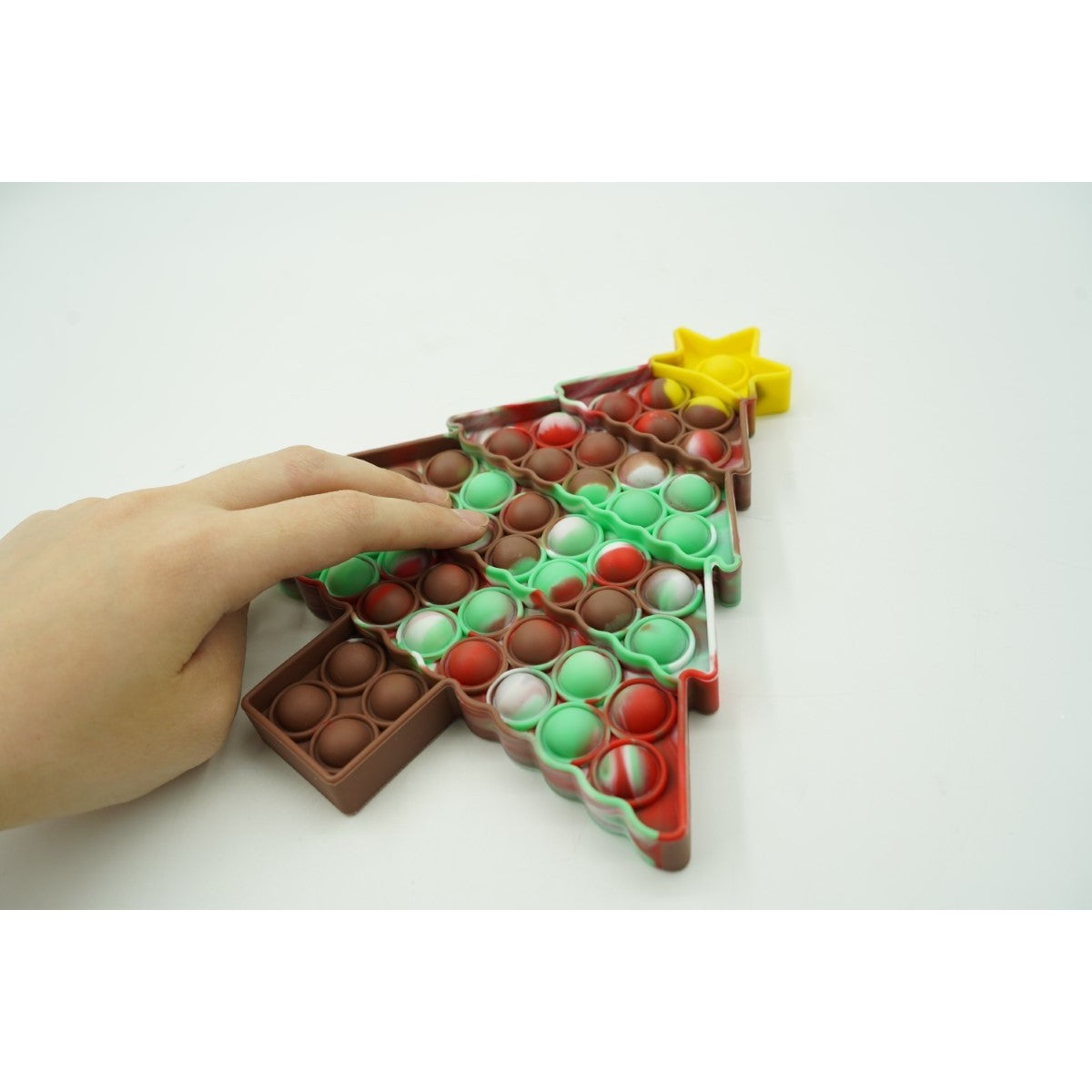 Jucarie antistres din silicon Vivimall, Pop it Now and Flip It ,Brad de Craciun, Maro/Verde - vivimall.ro