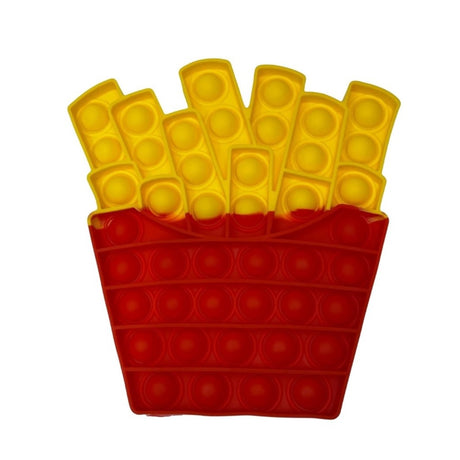 Jucarie antistres din silicon Vivimall, Pop it Now and Flip It , Cartofi prajiti, 14.5x16 cm, Rosu/Galben - vivimall.ro