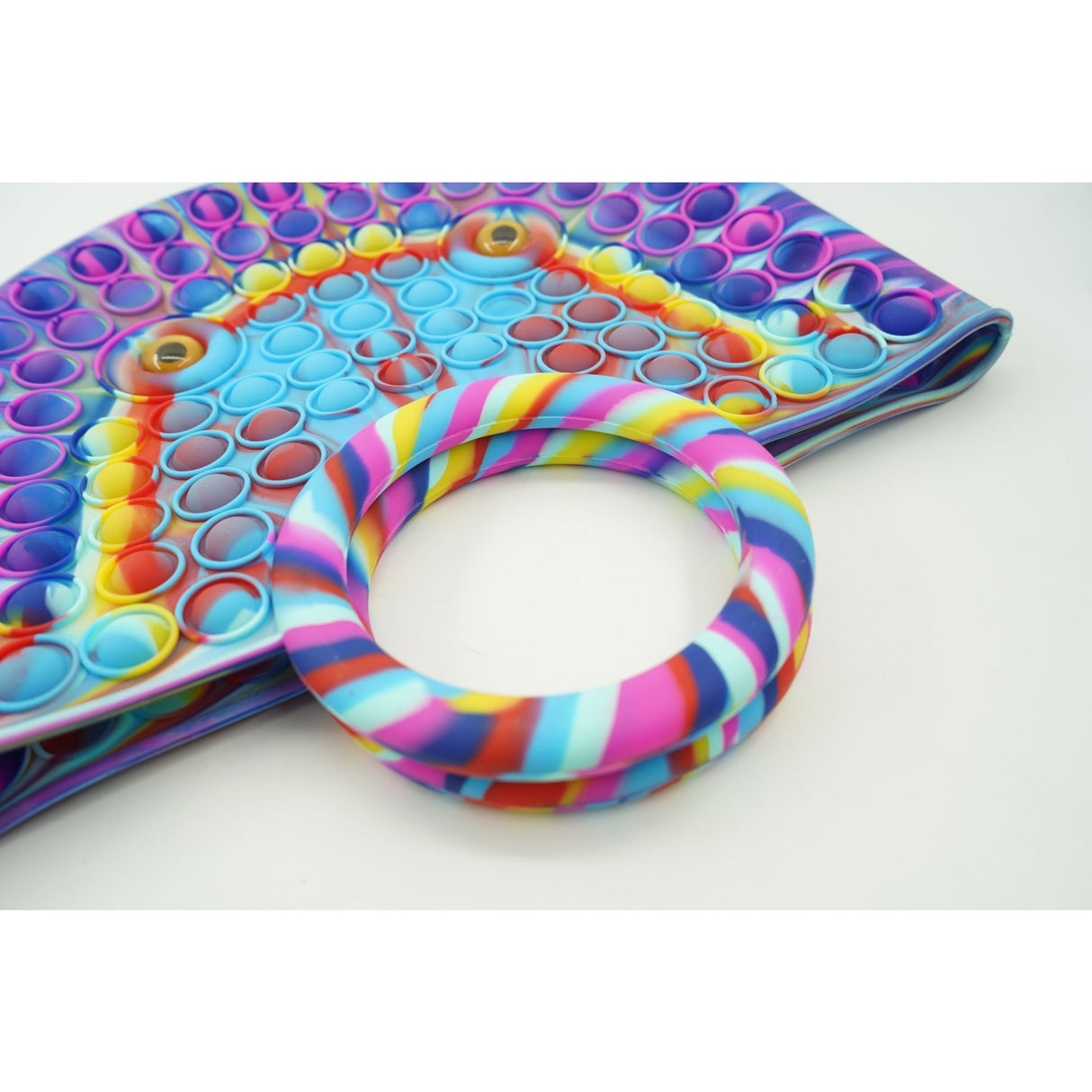 Jucarie Antistres din silicon Flippy, Pop It Now And Flip It, Geanta mare, 28 cm, Multicolor, V1 - vivimall.ro