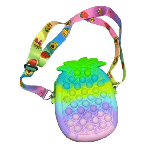 Jucarie antistres din silicon, Vivimall, Pop It Now and Flip It, Geanta mica, Ananas, Multicolor, Model 3 - vivimall.ro