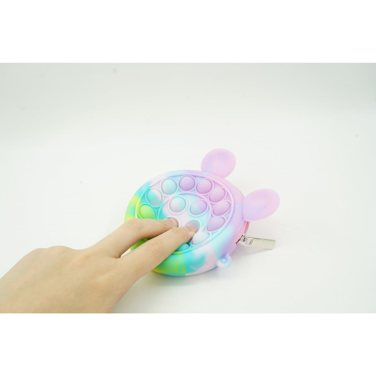 Jucarie antistres din silicon Flippy, Pop it Now and Flip It ,Mini Geanta, Mickey Mouse, 6 cm, Macarons - vivimall.ro