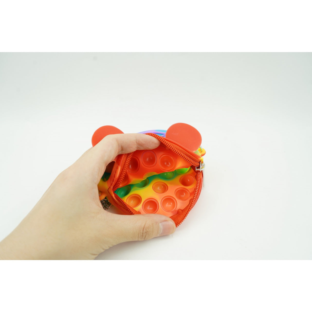 Jucarie antistres din silicon Flippy, Pop it Now and Flip It ,Mini Geanta, Soricel, 6 cm, Curcubeu - vivimall.ro