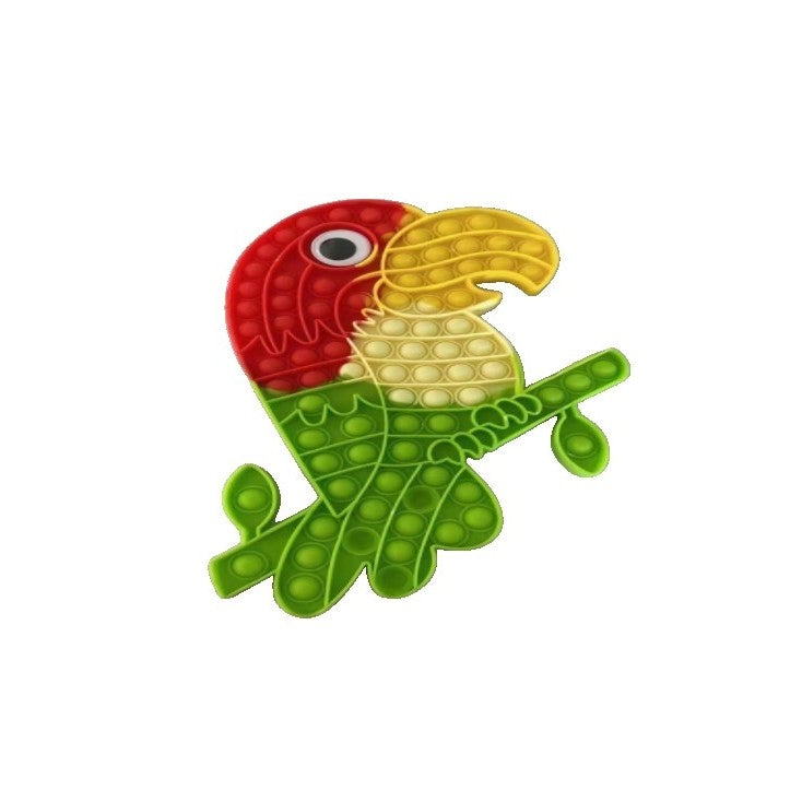 Jucarie antistres din silicon Vivimall, Pop it Now and Flip It , Papagal, Multicolor - vivimall.ro
