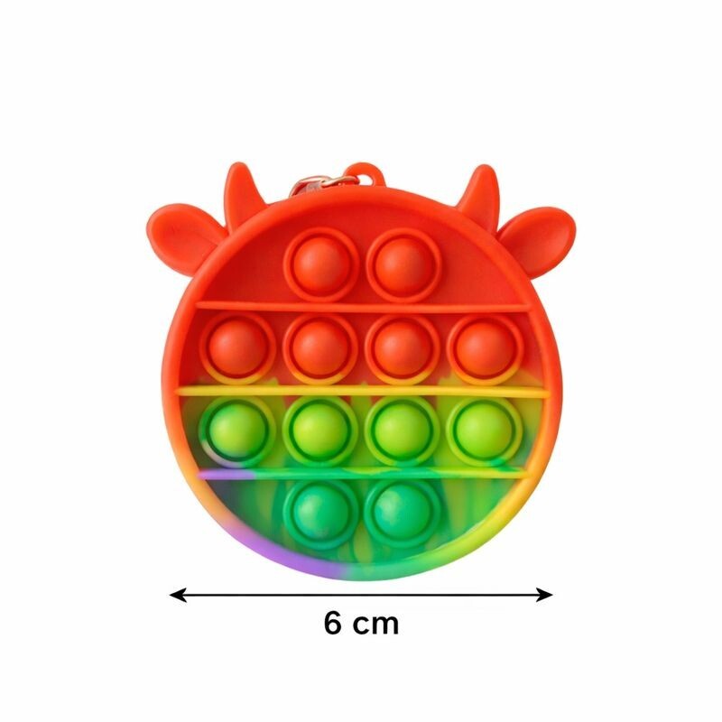 Jucărie Pop It Flippy vacuță multicolor cu breloc atașat, detaliu lateral 6 cm