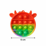 Jucărie Pop It Flippy vacuță multicolor cu breloc atașat, detaliu lateral 6 cm