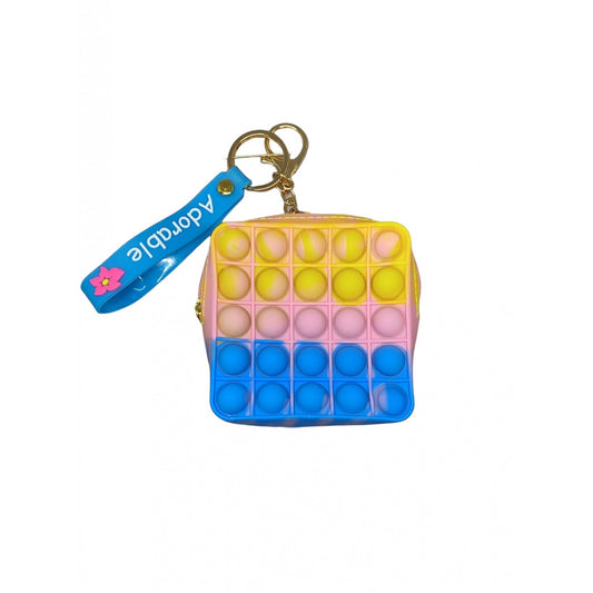 Jucarie antistres din silicon, Vivimall, Pop It Now and Flip It, Portofel patrat, Galben/Albastru - vivimall.ro