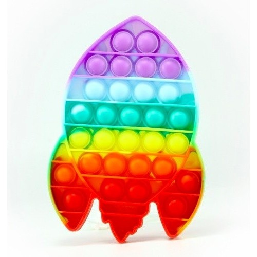 Jucarie antistres din silicon, Vivimall, Pop It Now and Flip It, Racheta, Curcubeu - vivimall.ro