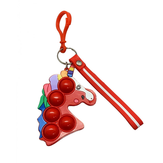 Jucarie antistres din silicon, Vivimall, Pop It Now and Flip It, Simple Dimple, Breloc, Unicorn, Rosu - vivimall.ro