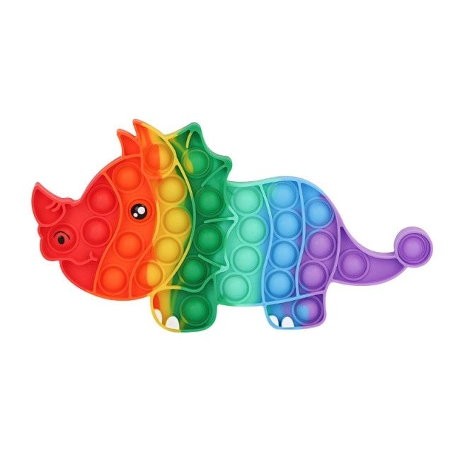 Jucarie antistres din silicon, Flippy, Pop It Now and Flip It, Triceratops, Multicolor - vivimall.ro