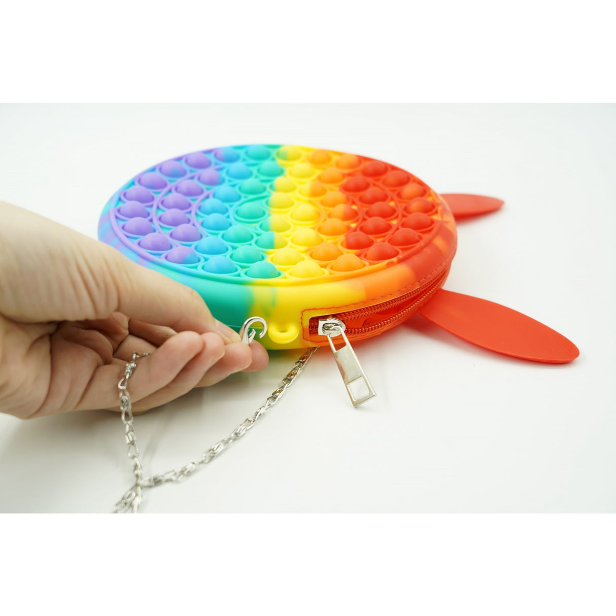 Jucarie antistres din silicon, Pop it Now and Flip It, Flippy, Geanta, Model 3, Multicolor - vivimall.ro