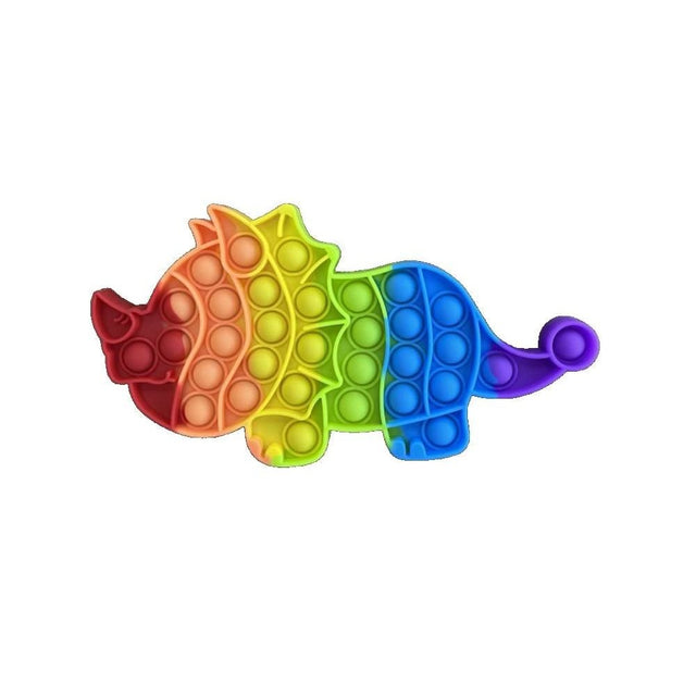Jucarie antistres din silicon, Pop it Now and Flip It, Rinocer, Multicolor - vivimall.ro