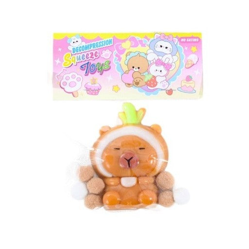 Jucarie Antistres Squishy, Vivimall, cu Revenire Lenta, Model Capybara, 7cmx6.5 cm, din TPR, Ambalaj Transparent, Maro - vivimall.ro