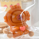 Jucarie Antistres Squishy, Flippy, cu Revenire Lenta, Model Capybara cu Inima, 7.5cmx6.5 cm, din TPR, Ambalaj Transparent, Maro - vivimall.ro