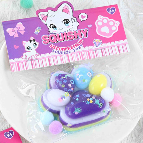 Jucarie Antistres Squishy, Flippy, Labuta de Pisica Squeeze Toys, cu Revenire Lenta, 7.5 cm, Model 270513, Multicolor - vivimall.ro