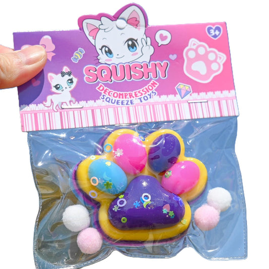 Jucarie Antistres Squishy, Vivimall, Labuta de Pisica Squeeze Toys, cu Revenire Lenta, 7.5 cm, Model 270514, Multicolor - vivimall.ro