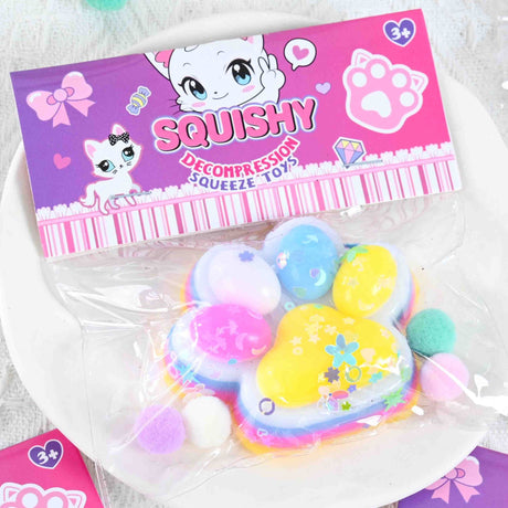 Jucarie Antistres Squishy, Flippy, Labuta de Pisica Squeeze Toys, cu Revenire Lenta, 7.5 cm, Model 270515, Multicolor - vivimall.ro