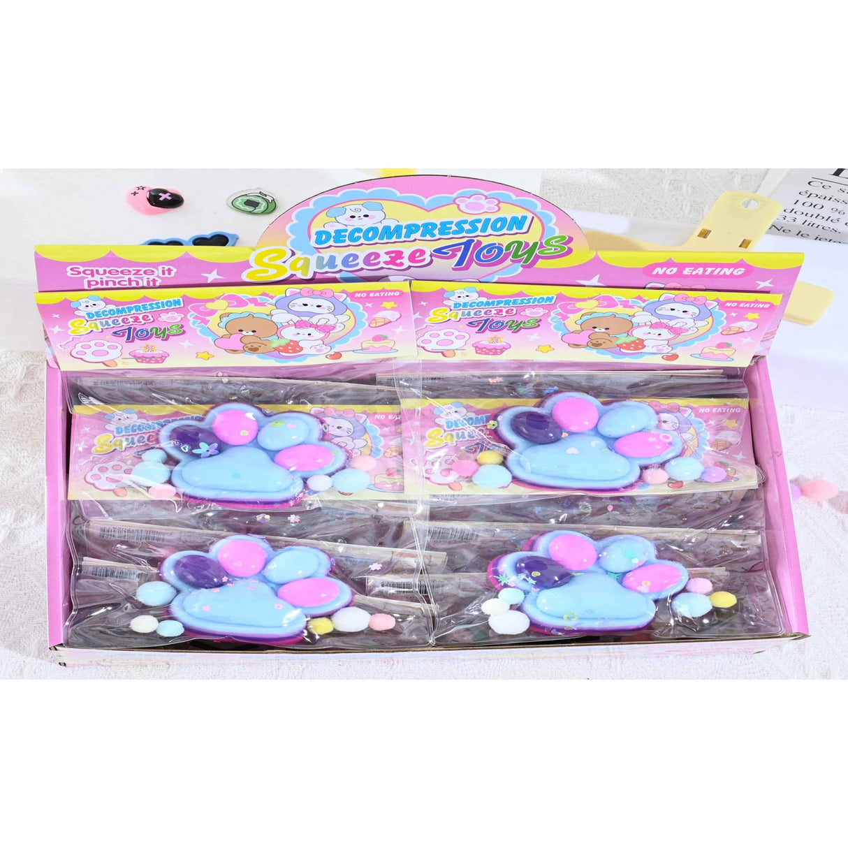 Jucarie Antistres Squishy, Flippy, Labuta de Pisica Squeeze Toys, cu Revenire Lenta, 7.5 cm, Model 270517, Multicolor - vivimall.ro