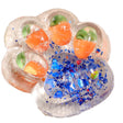 Jucărie antistres Squishy lăbuță de pisică pufoasă multicolor, 7.5 cm, material TPR, vedere frontală