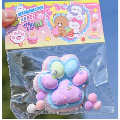 Jucarie Antistres Squishy, Vivimall, cu Revenire Lenta, Labuta de Pisica Pufoasa, 7.5 cm, Ambalaj Transparent, Model 27053, Multicolor - vivimall.ro