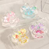 Jucarie Antistres Squishy, Flippy, Labuta de Pisica Pufoasa, cu Revenire Lenta, 7 x 6.5 cm, Model Flori 2, Transparent - vivimall.ro