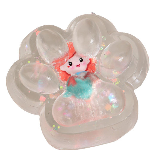 Jucarie Antistres Squishy, Vivimall, Labuta de Pisica Pufoasa, cu Revenire Lenta, 7 x 6.5 cm, Model Printesa, Multicolor - vivimall.ro