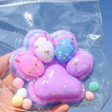 Jucarie Antistres Squishy, Vivimall, cu Revenire Lenta, Squeeze Pinch Family, Model Cat Paw, 12.5x10.5 cm, 220g, Ambalaj Transparent, Model 7, Albastru Multicolor - vivimall.ro