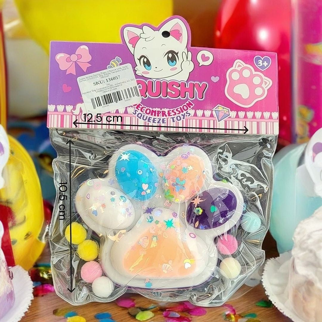 Jucarie Antistres Squishy, Vivimall, cu Revenire Lenta, Squeeze Pinch Family, Model Cat Paw, 12.5x10.5 cm, 220g, Ambalaj Transparent, Model 8, Multicolor - vivimall.ro