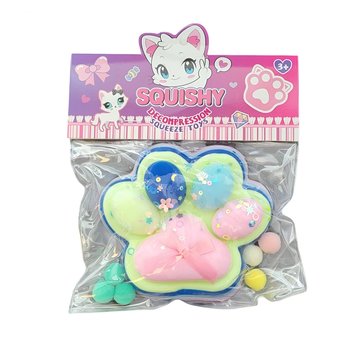 Jucarie Antistres Squishy, Cu Revenire Lenta, Squeeze Pinch Family, 220G, Ambalaj, Model 7, Albastru Multicolor