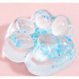 Jucarie Antistres Squishy, Vivimall, cu Revenire Lenta, Squeeze Pinch Family, Model Cat Paw, 6.5 x 7 cm, din Tpr, 4-6 Ani, Model 4 Sclipici, Transparent - vivimall.ro