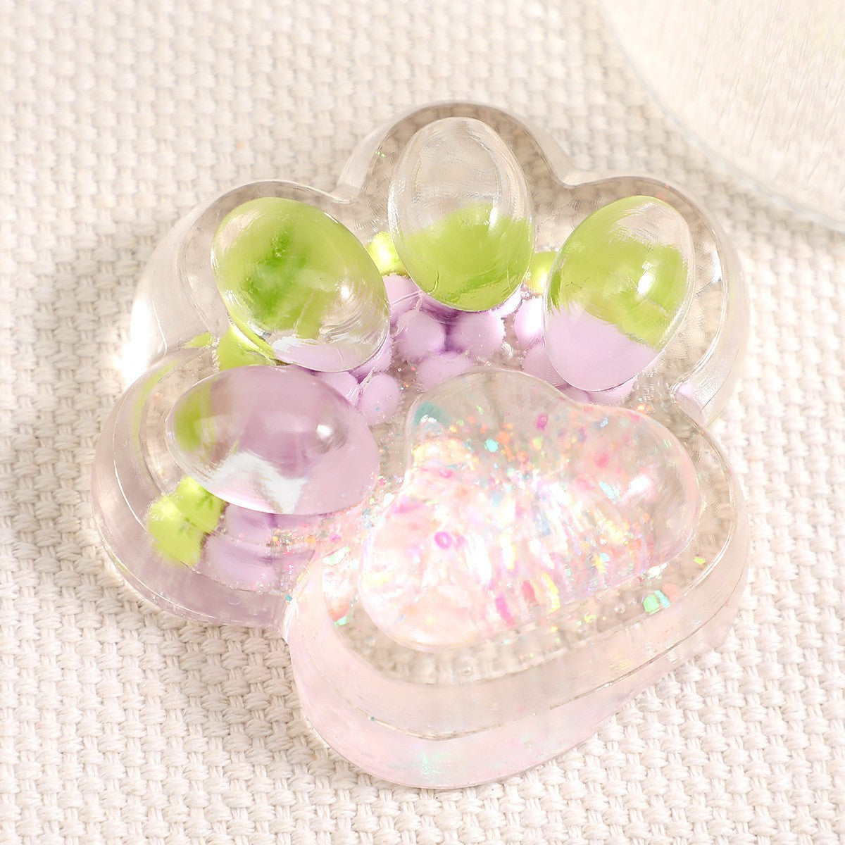 Jucarie Antistres Squishy, Vivimall, cu Revenire Lenta, Squeeze Pinch Family, Model Cat Paw, 6.5 x 7 cm, din Tpr, 4-6 Ani, Model 5 Fructe, Transparent - vivimall.ro