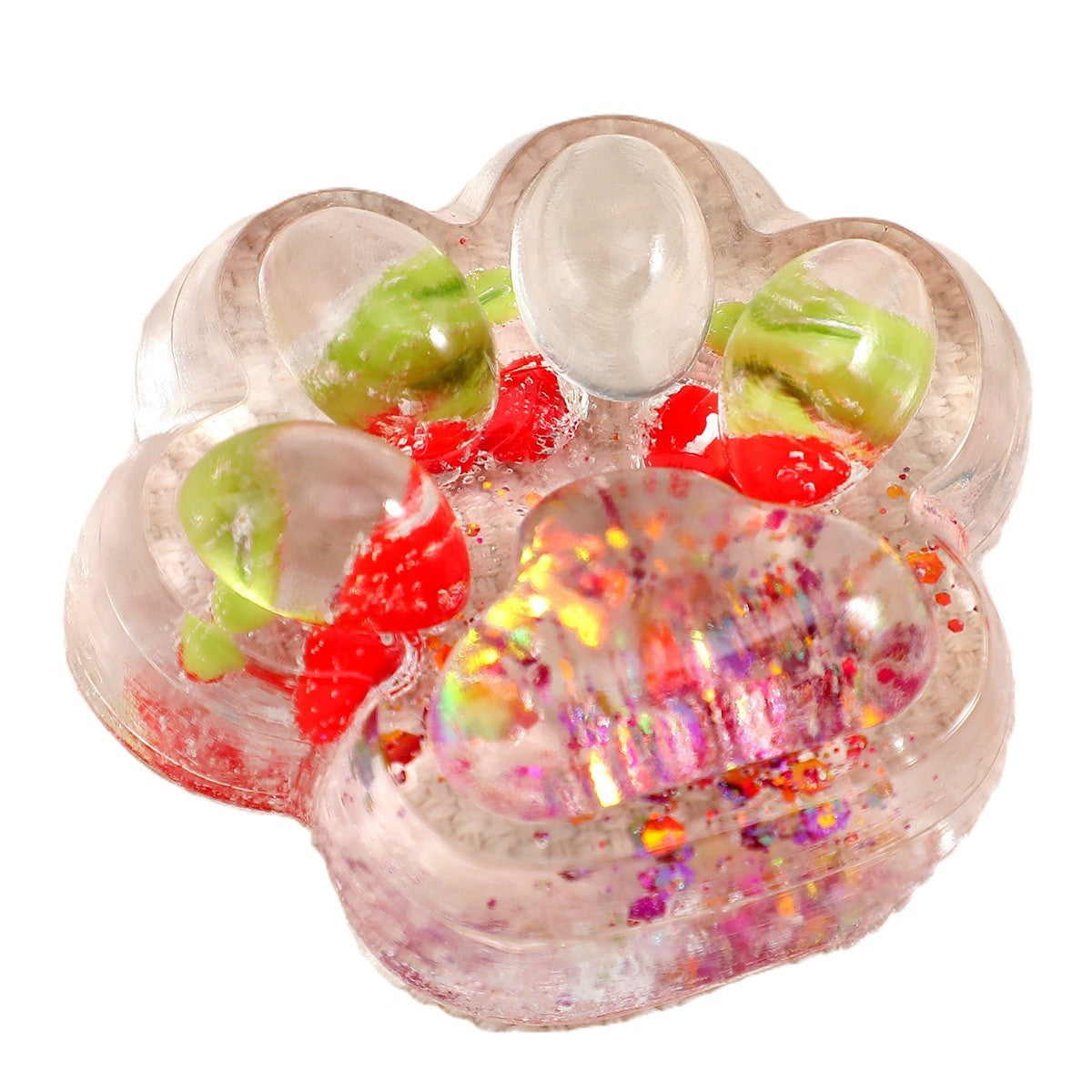 Jucarie Antistres Squishy, Vivimall, cu Revenire Lenta, Squeeze Pinch Family, Model Cat Paw, 6.5 x 7 cm, din Tpr, 4-6 Ani, Model 5 Fructe, Transparent - vivimall.ro