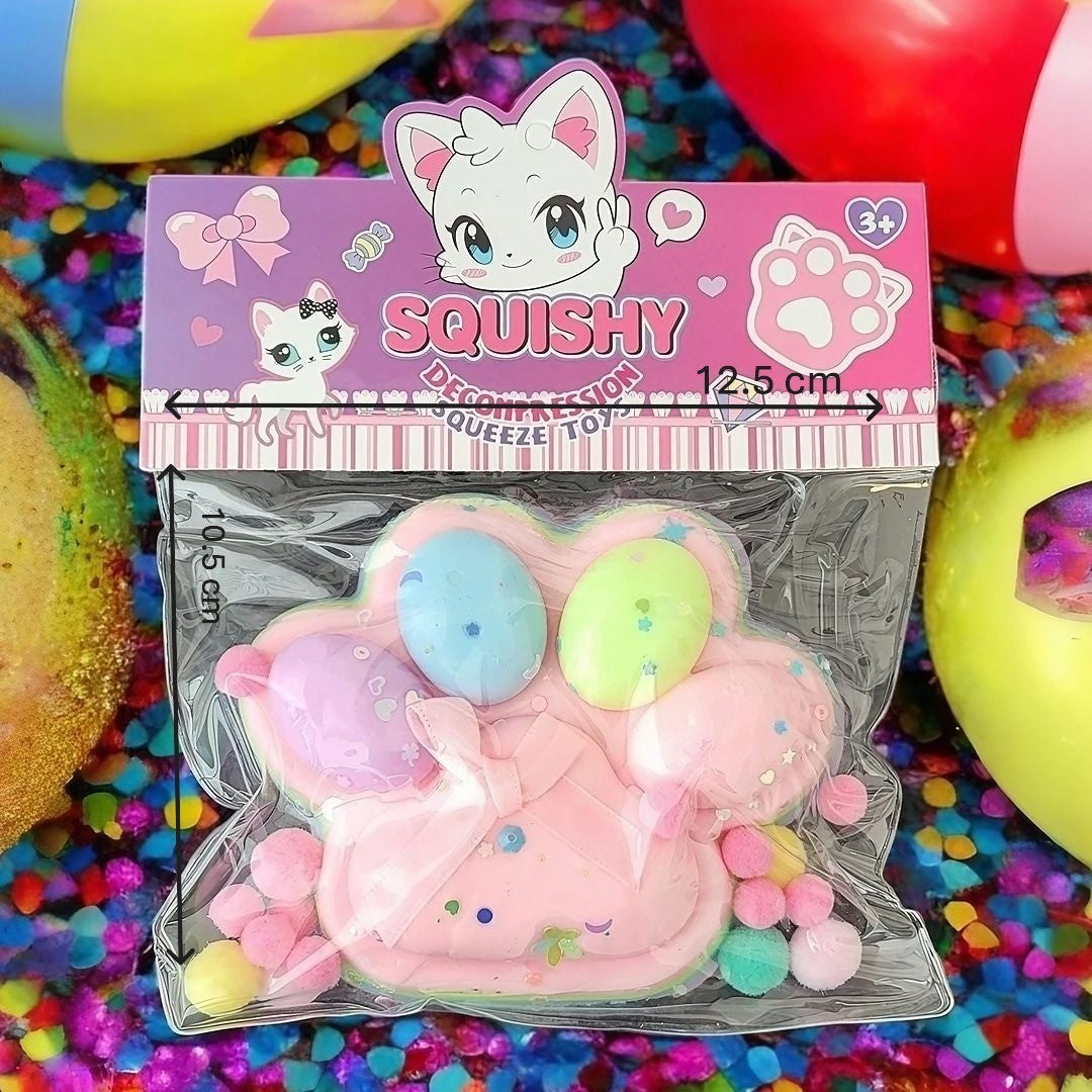 Jucarie Antistres Squishy, Vivimall, cu Revenire Lenta, Model Labuta de Pisica, 200g, 12.5 x 10.5 cm Squeeze Pinch Family, Ambalaj Transparent, Model 11 - vivimall.ro