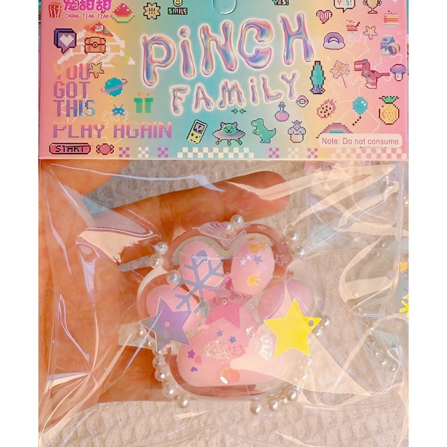 Jucarie Antistres Squishy, Vivimall, cu Revenire Lenta, Squeeze Pinch Family, Model Labuta de Pisica, 6x5.5 cm, 70g, Ambalaj Transparent, Roz-Transparent - vivimall.ro