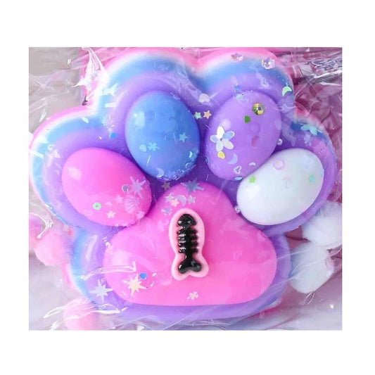 Jucarie Antistres Squishy, Vivimall, cu Revenire Lenta, Model Labuta de Pisica, cu Pestisor, 220g, 12.5 x 10.5 cm Squeeze Pinch Family, Ambalaj Transparent, Roz-Multicolor - vivimall.ro