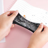 Jucarie Antistres Squishy, Vivimall, cu Revenire Lenta, Squeeze Pinch Family, Model Labuta de Pisica cu Sclipici, 6.5x6 cm, 60g, Ambalaj Transparent, Alb-Negru - vivimall.ro