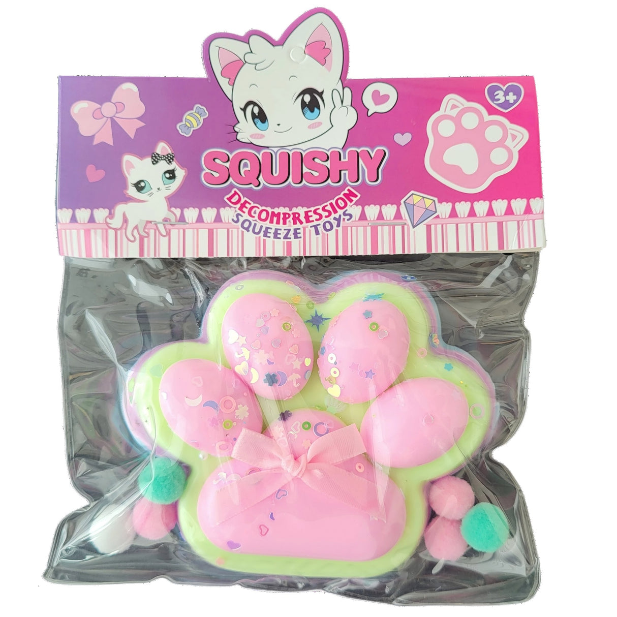 Vizes Antistressz Játék, Lassú Visszapattanás, 200G, Squeeze Pinch Család, Csomagolás, Szivárvány Rózsaszín