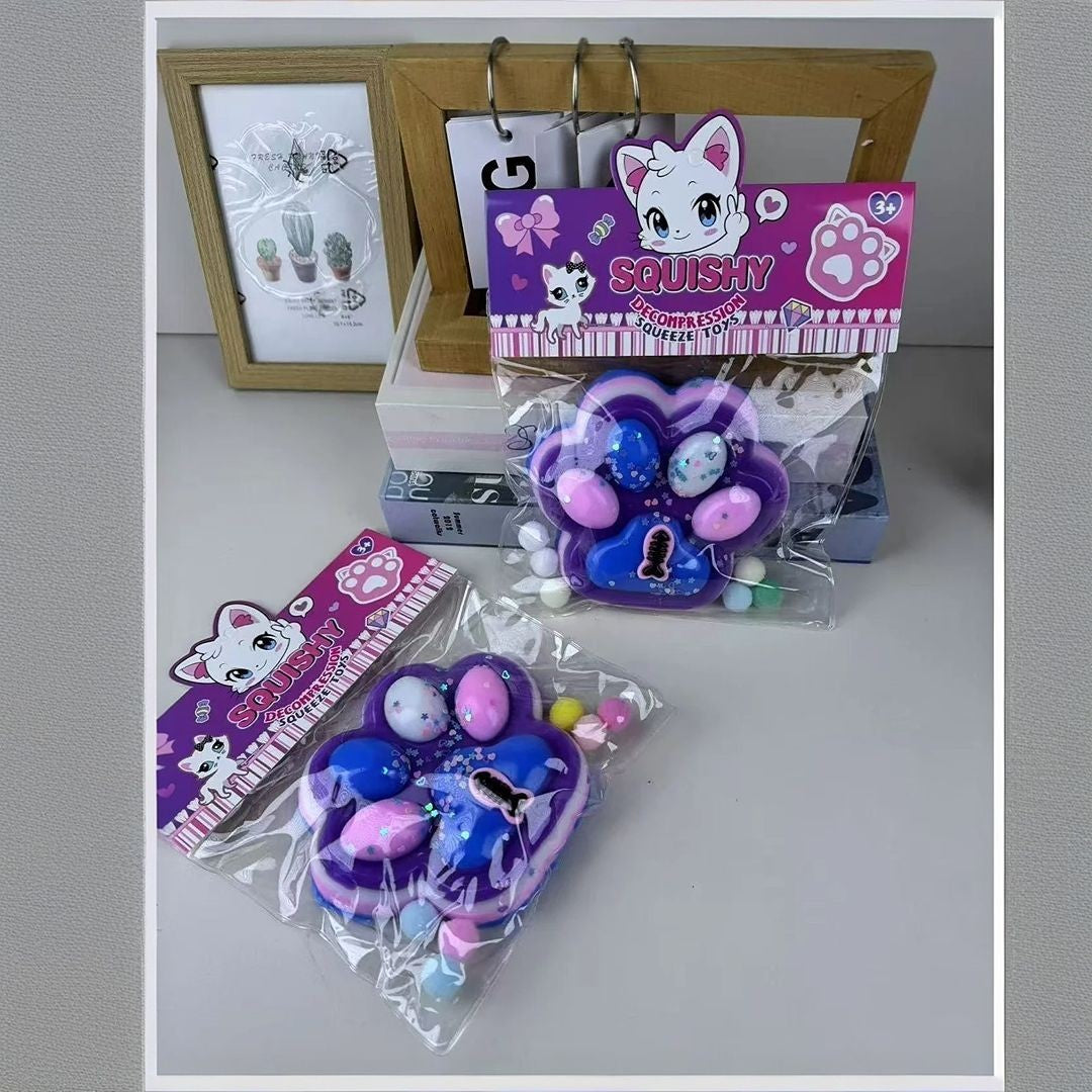 Jucarie Antistres Squishy, Vivimall, cu Revenire Lenta, Model Labuta de Pisica Pufoasa, 12.5x10.5 cm, 220g, Squeeze Pinch Family,-Mov - vivimall.ro