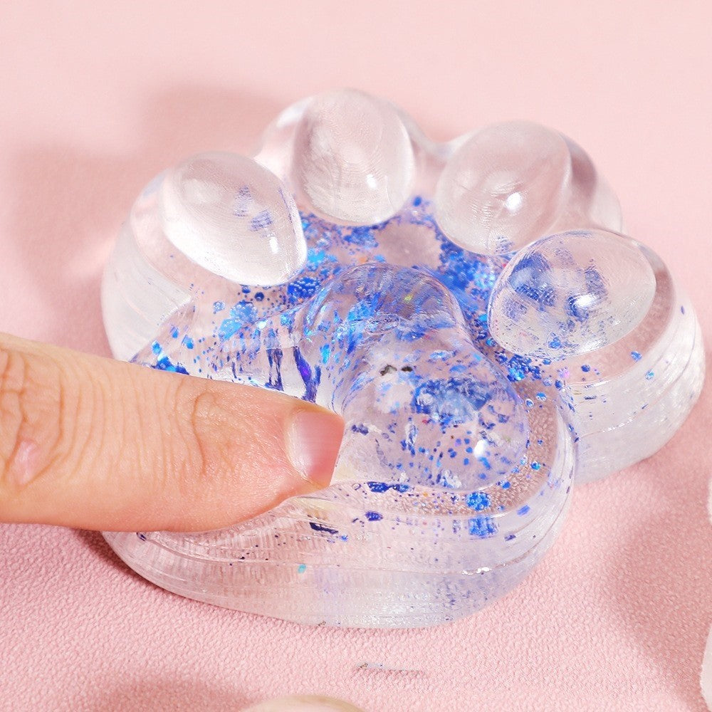 Jucarie Antistres Squishy, Vivimall, cu Revenire Lenta, Model Labuta de Pisica Pufoasa, 12.5x10.5 cm, 220g, Squeeze Pinch Family,- Galben Transparent - vivimall.ro